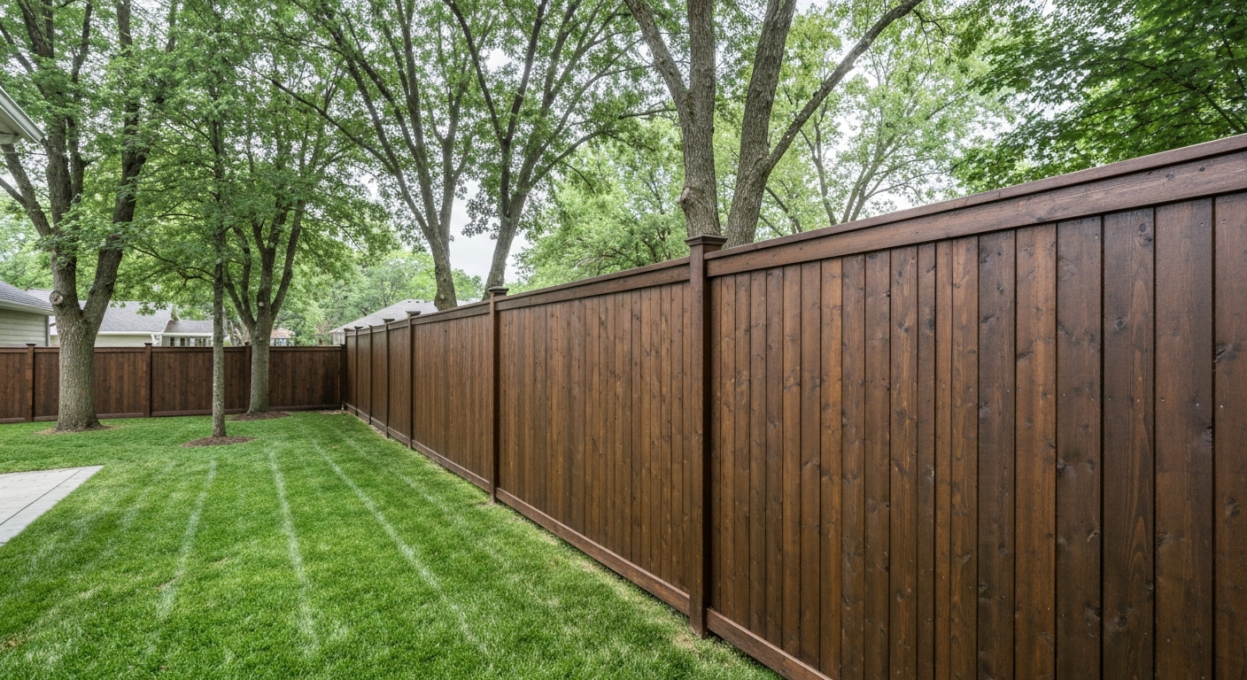 Tall wood privacy fence in a Chicago backyard Tall wood privacy fence in a Chicago backyard