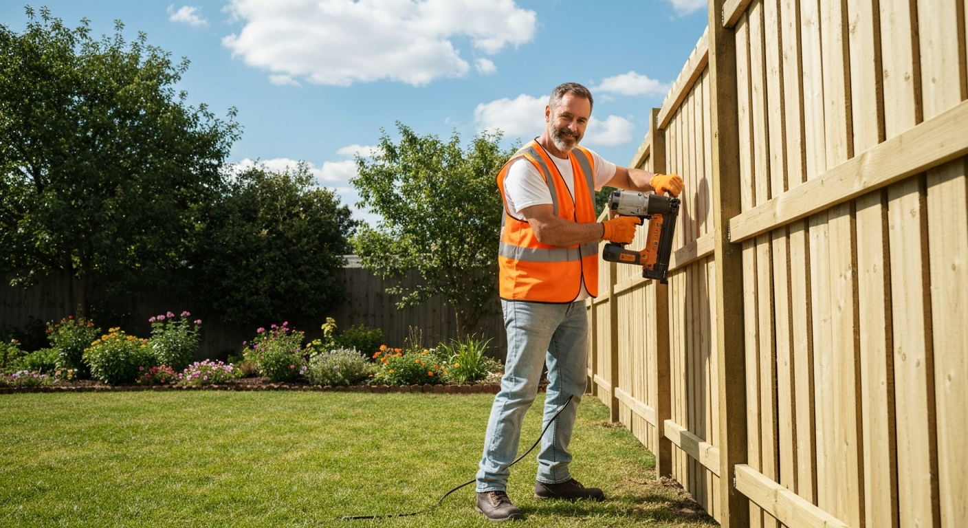 Professional fence installation crew working in Chicago Professional fence installation crew working in Chicago