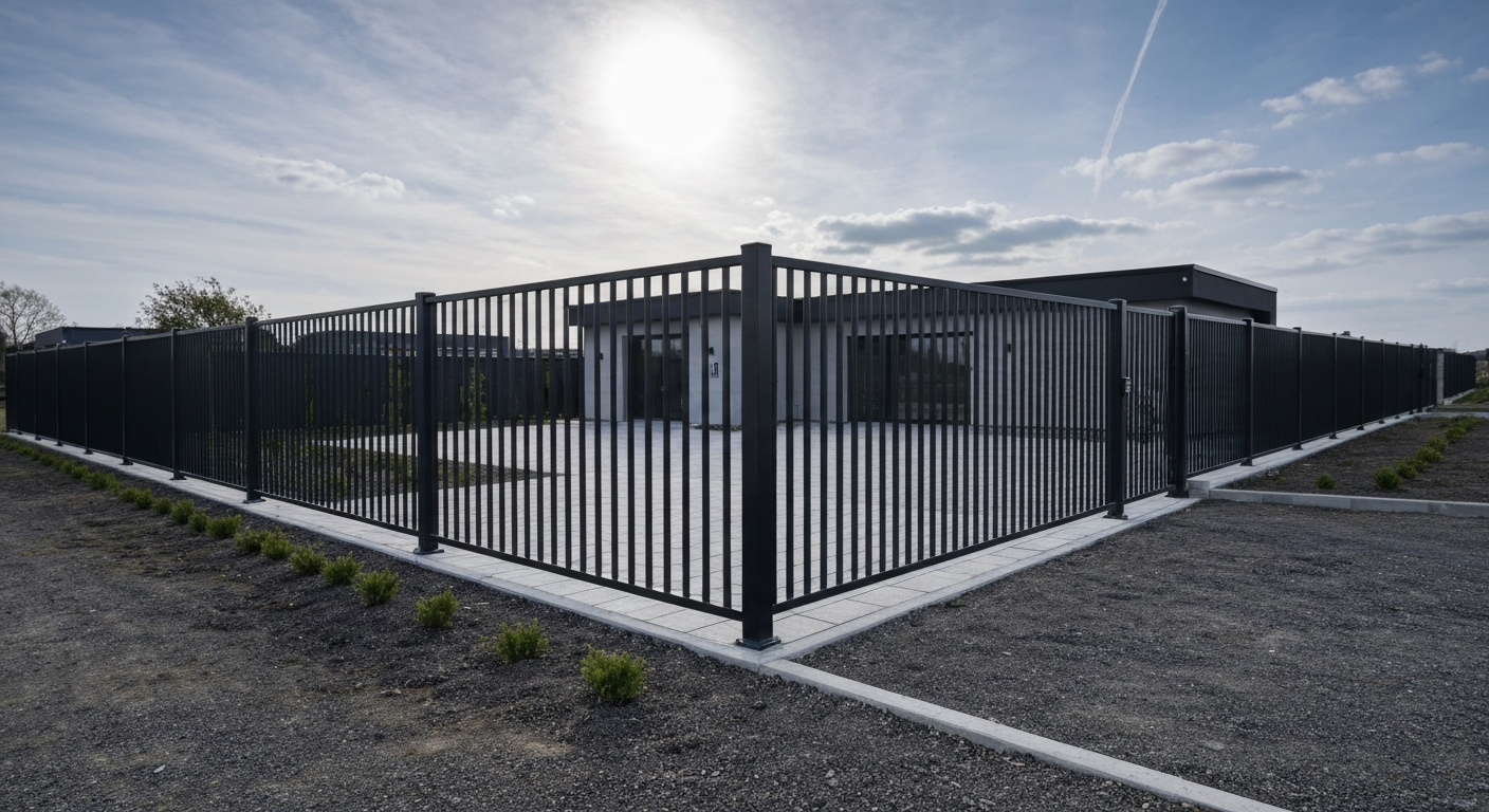 Sleek modern metal fence in Chicago Sleek modern metal fence in Chicago
