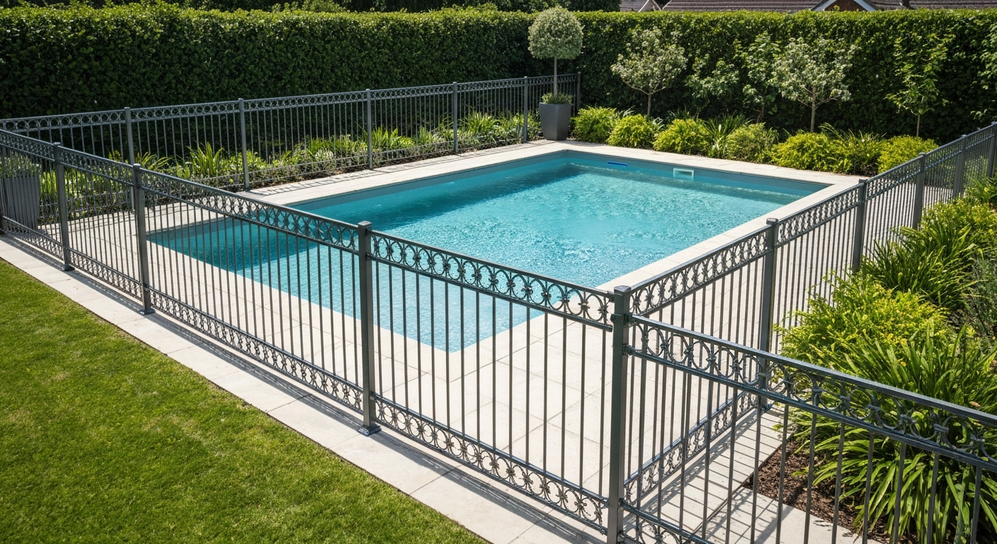 Safe and elegant aluminum pool fence