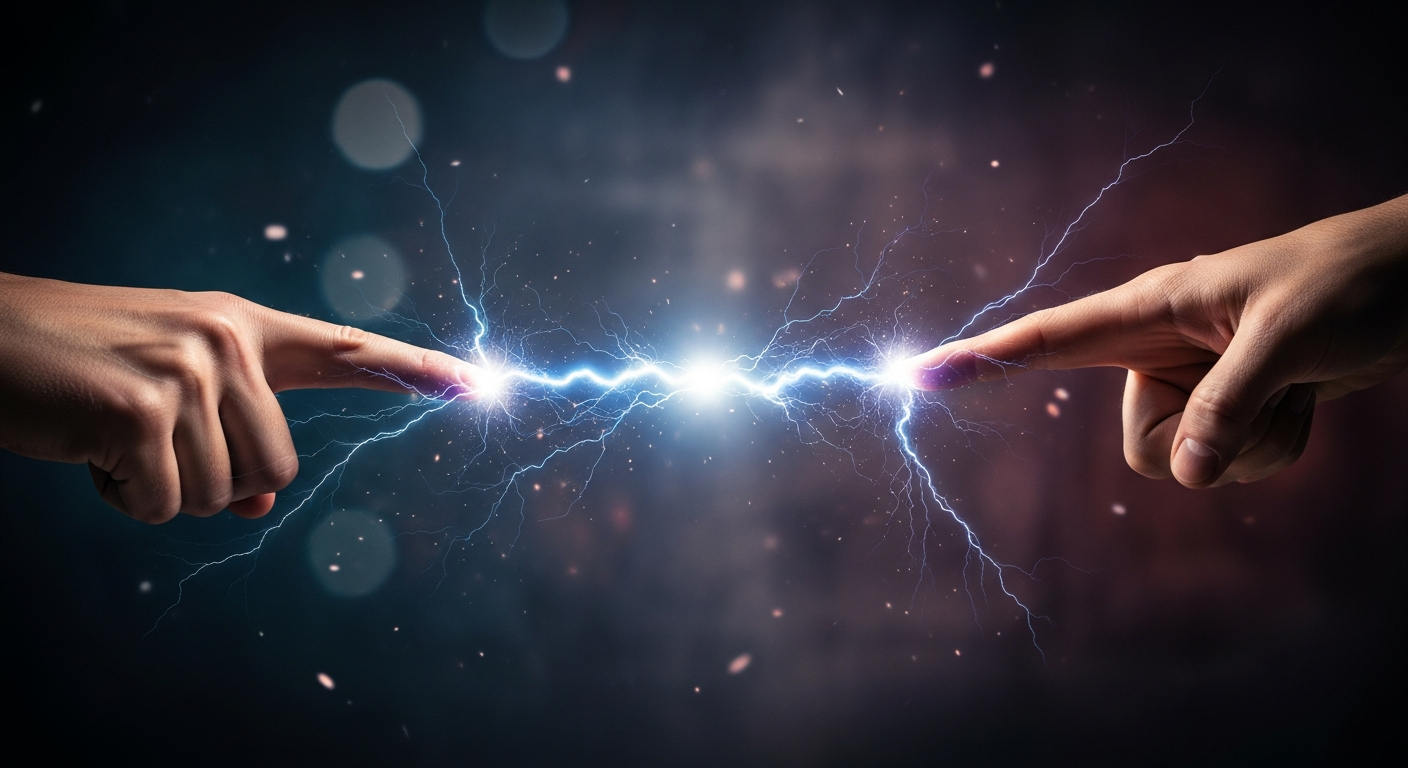 Hands connecting with spark
