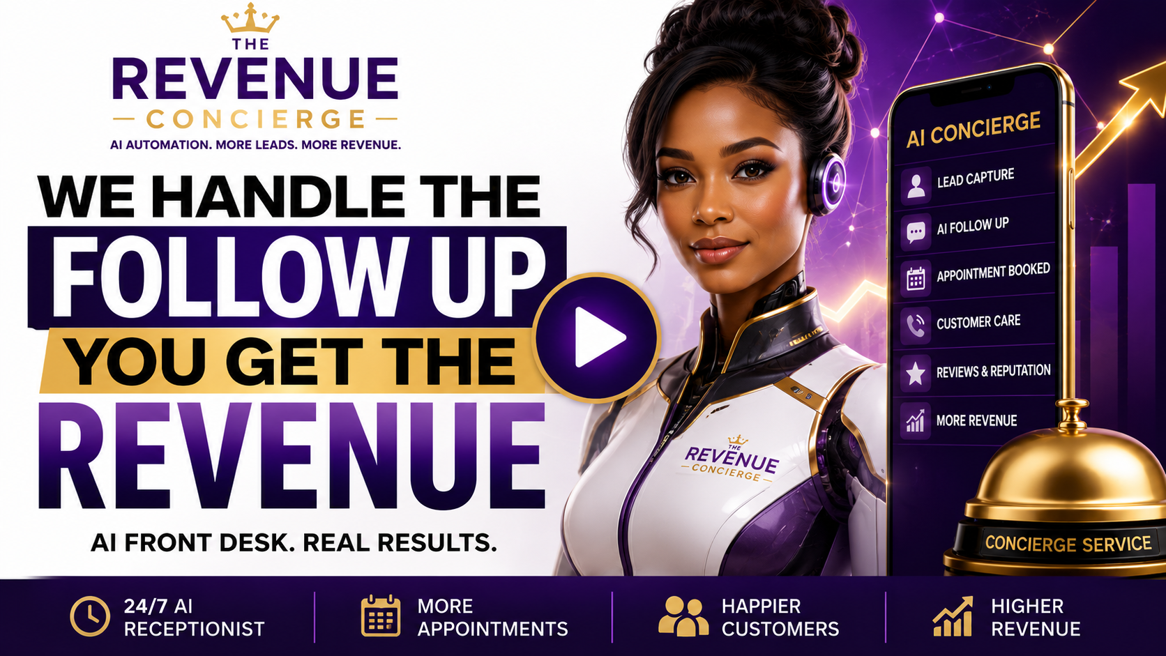The Revenue Concierge AI system video preview — We Handle The Follow Up, You Get The Revenue