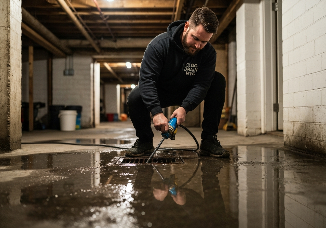 Floor drain cleaning in Gowanus