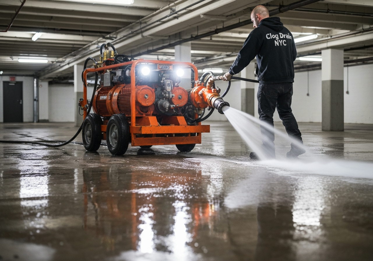 Commercial sewer jetting in Red Hook