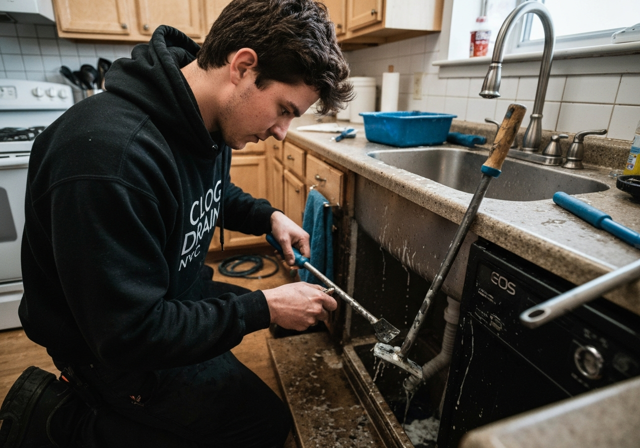 Drain cleaning before and after in Carroll Gardens