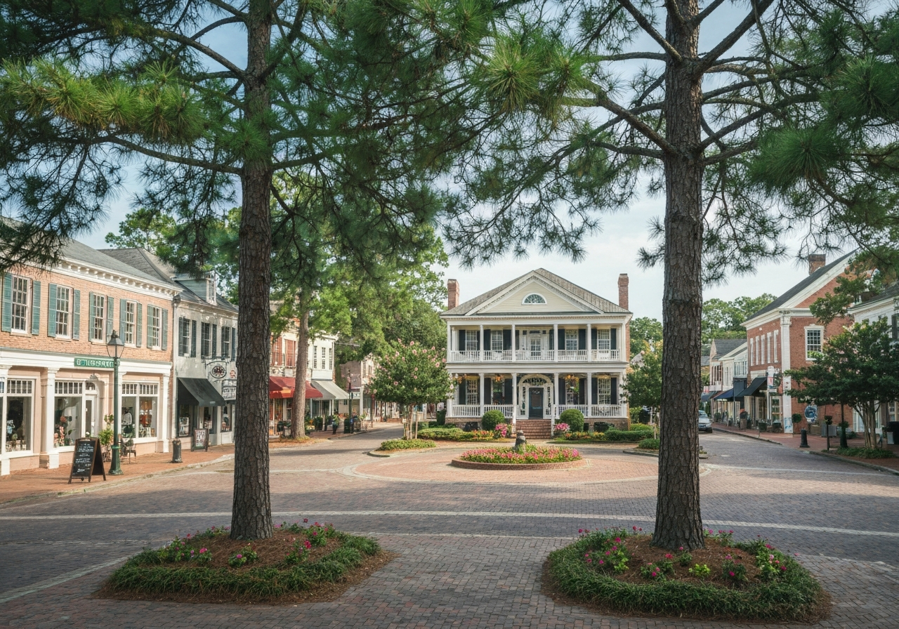 Summerville SC neighborhood with pines and homes