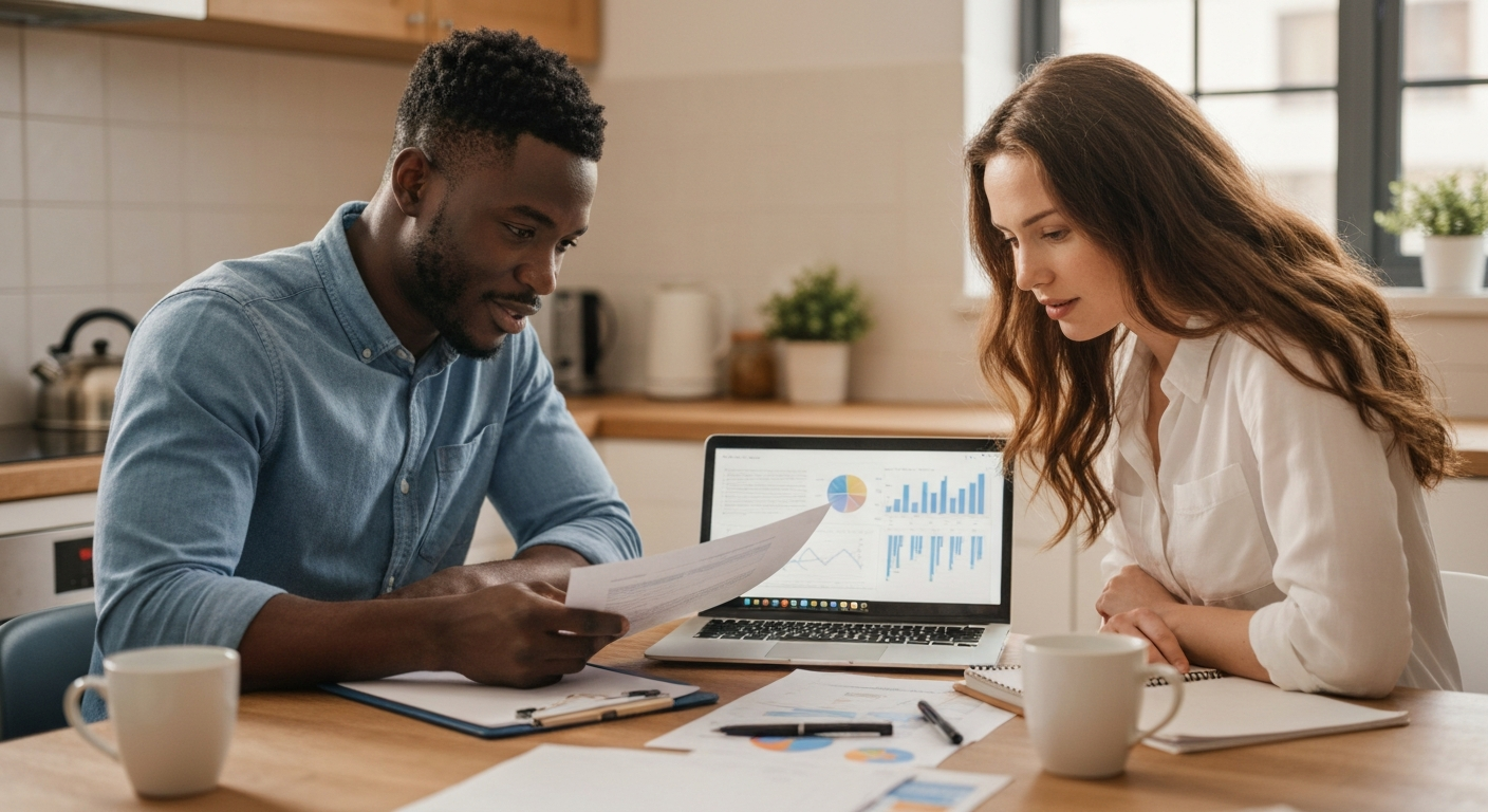 Newcomer to Canada reviewing tax documents for first Canadian tax return