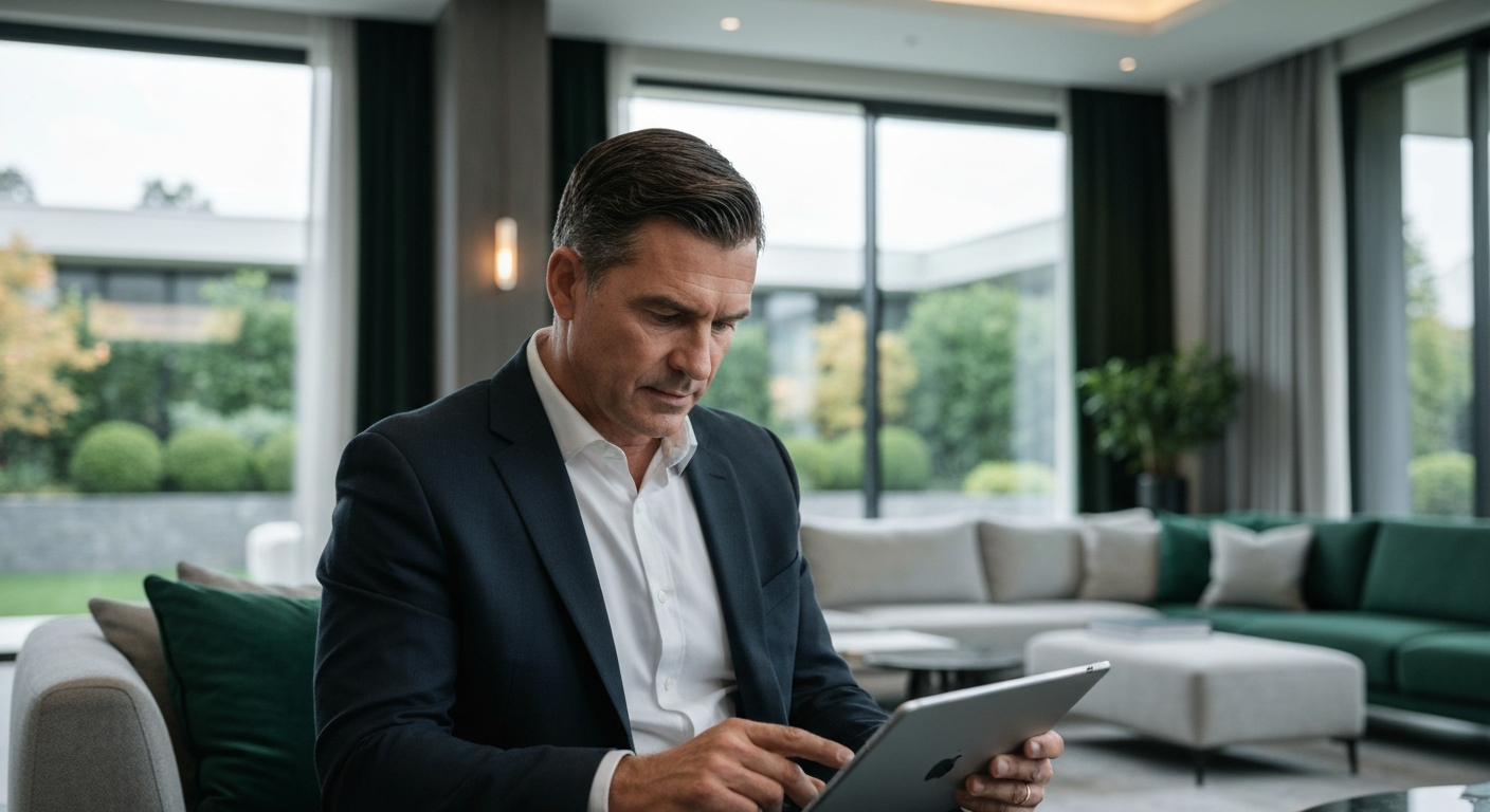 Wealthy investor reviewing deals