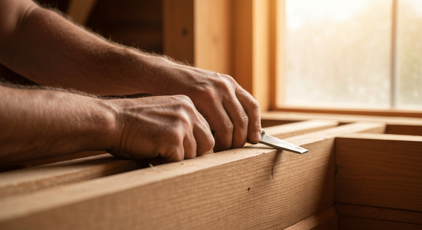 Craftsman working on structural repair