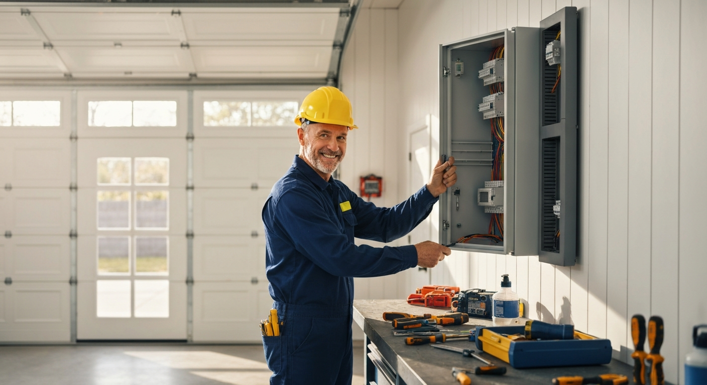 Licensed electrician in Parrish FL performing electrical panel repair and maintenance