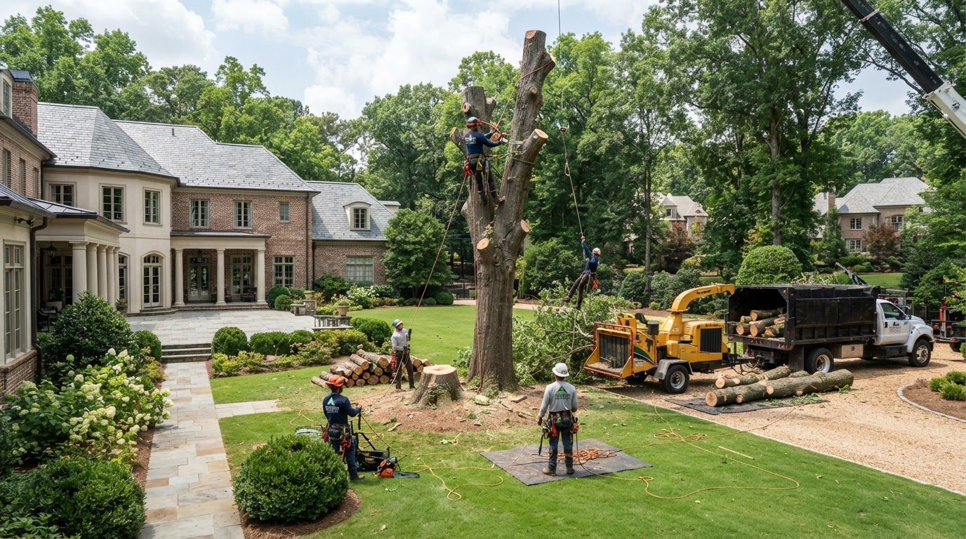 EGV Landscaping crew performing tree removal in Atlanta