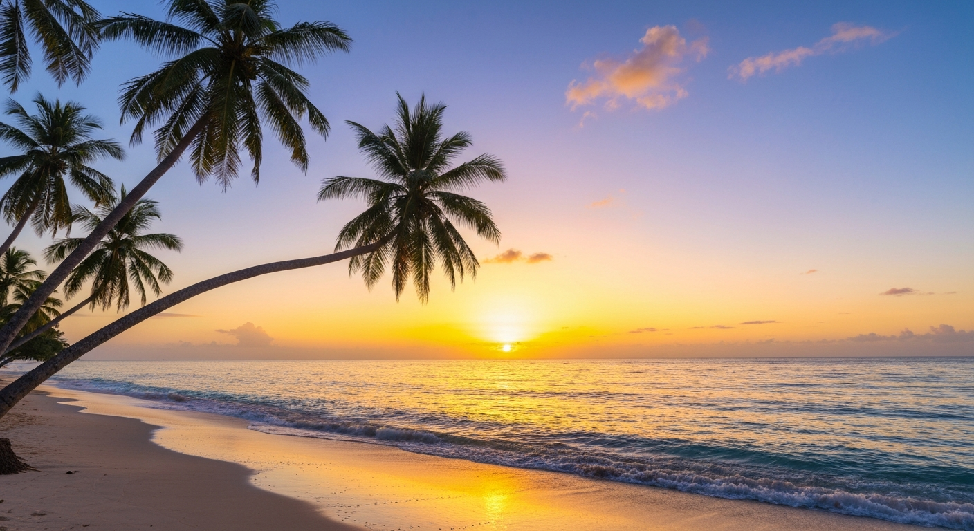 Beautiful beach at sunset