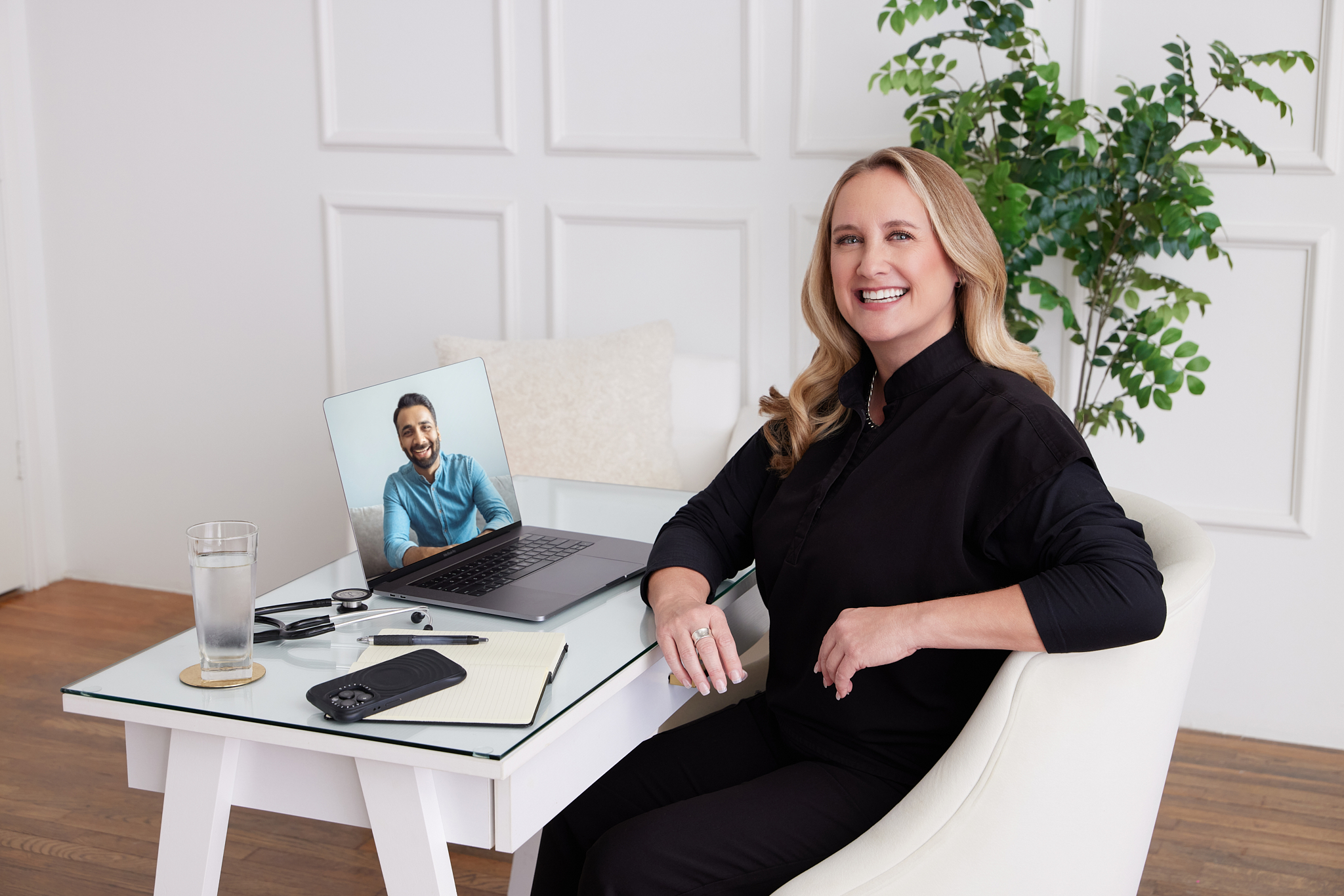 Rhonda Rozell in a telehealth consultation