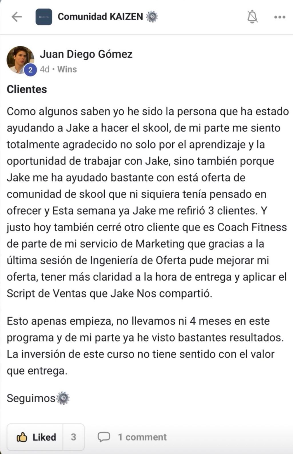 Testimonio Estudiante KAIZEN 4