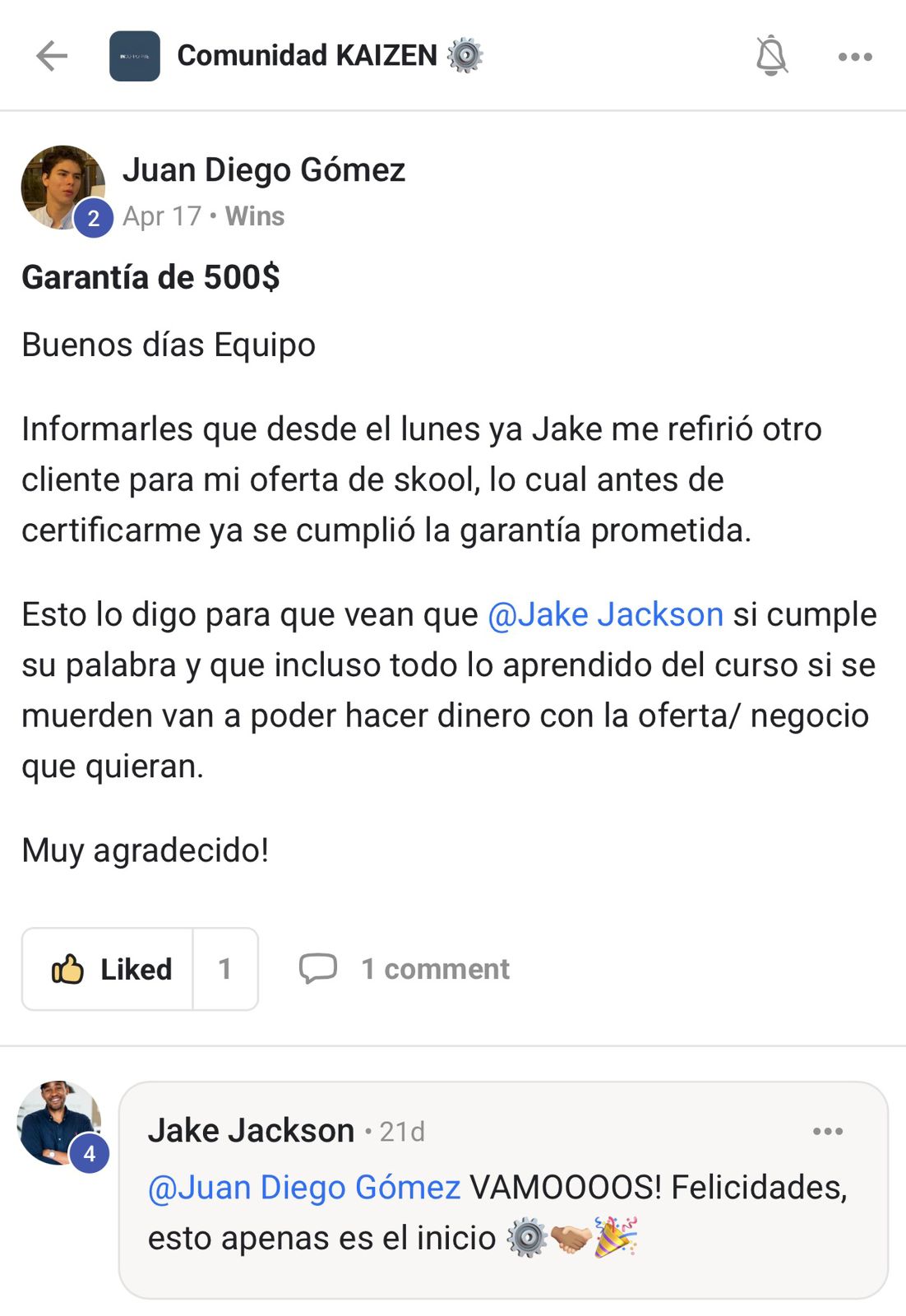 Testimonio Estudiante KAIZEN 1