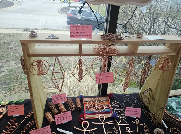 Assorted handcrafted pure copper energy tools