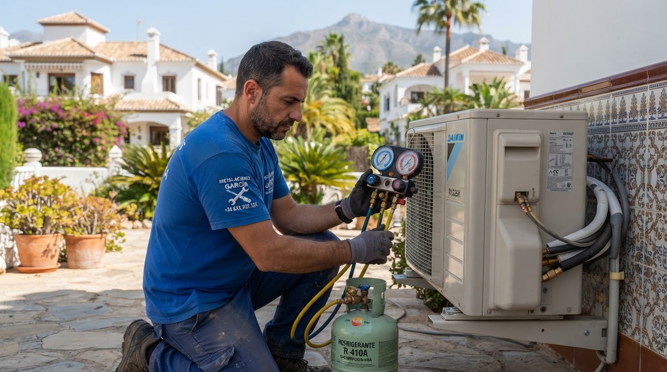 Recarga de gas refrigerante: cuándo y por qué tu aire acondicionado la necesita en Marbella