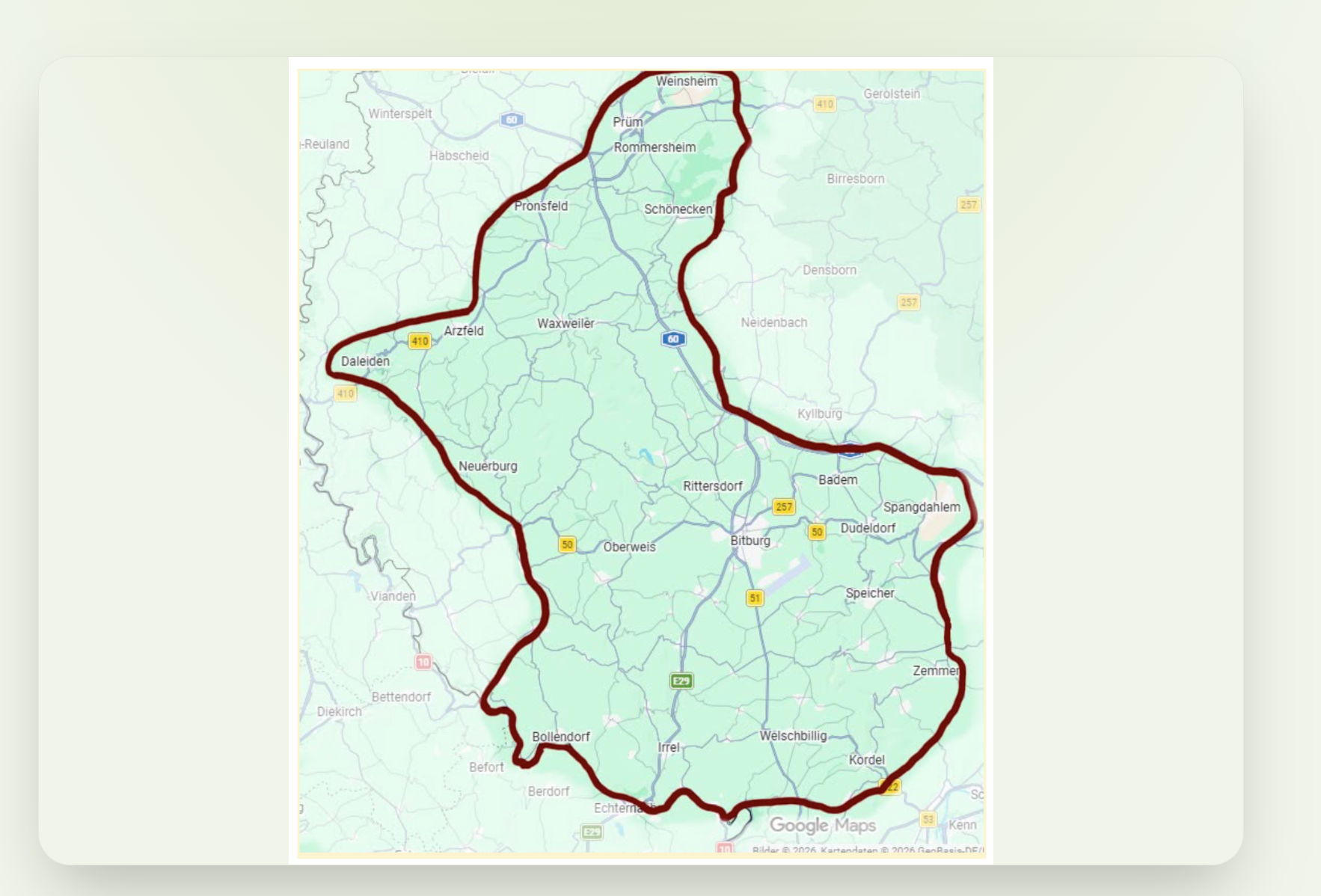 Einsatzgebiet Karte - Bitburg und Umgebung