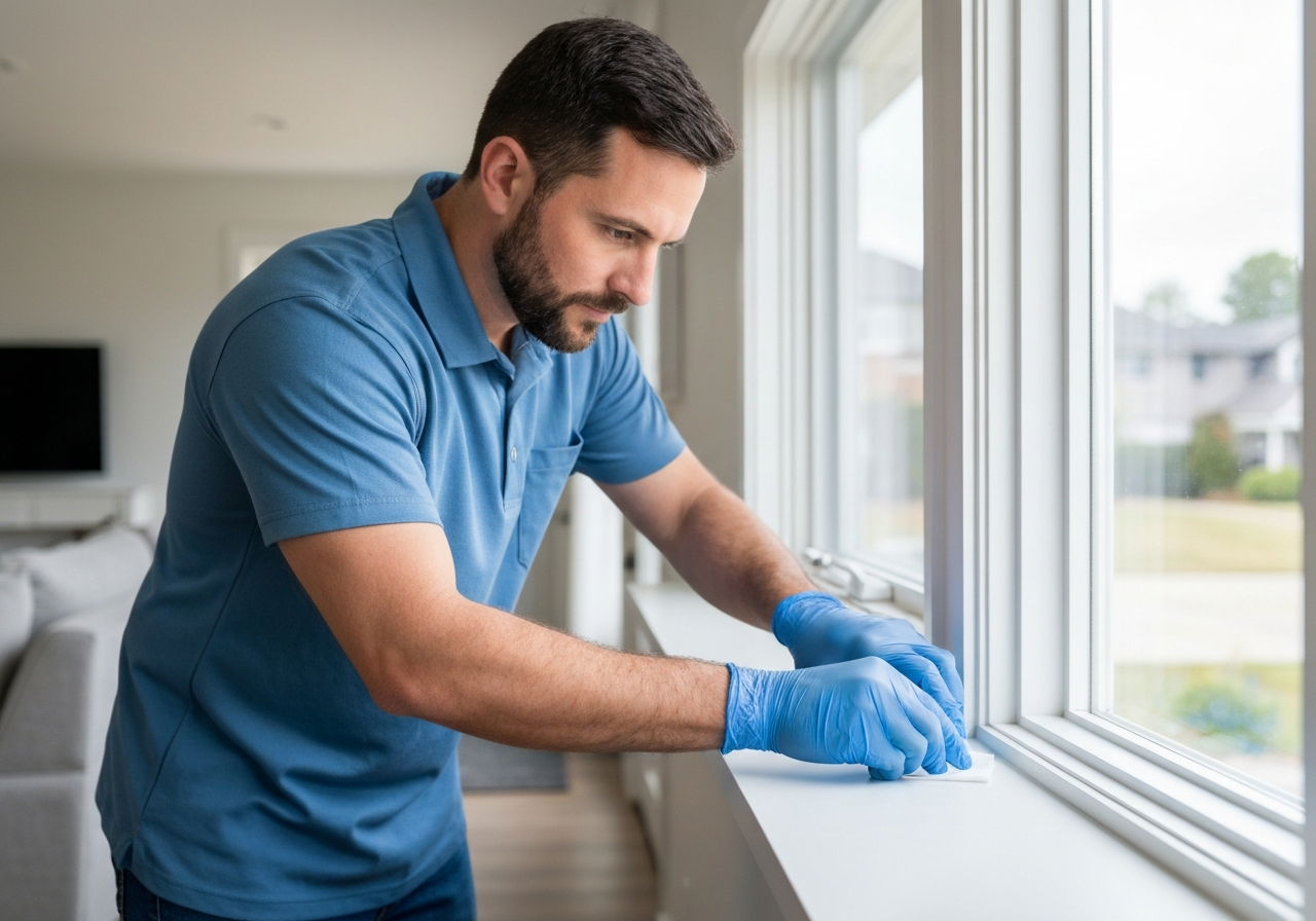 Inspector taking dust wipe samples