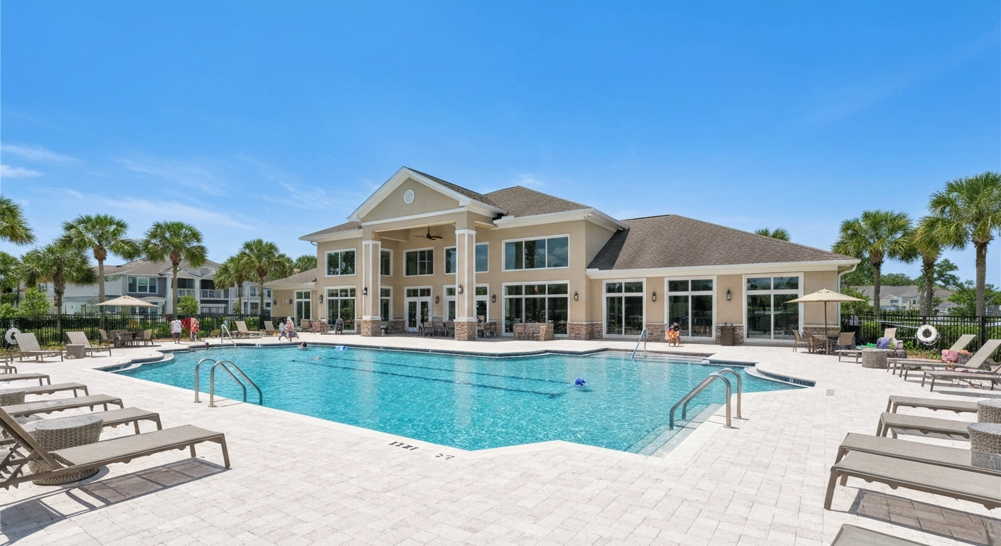 Active adult community clubhouse and pool