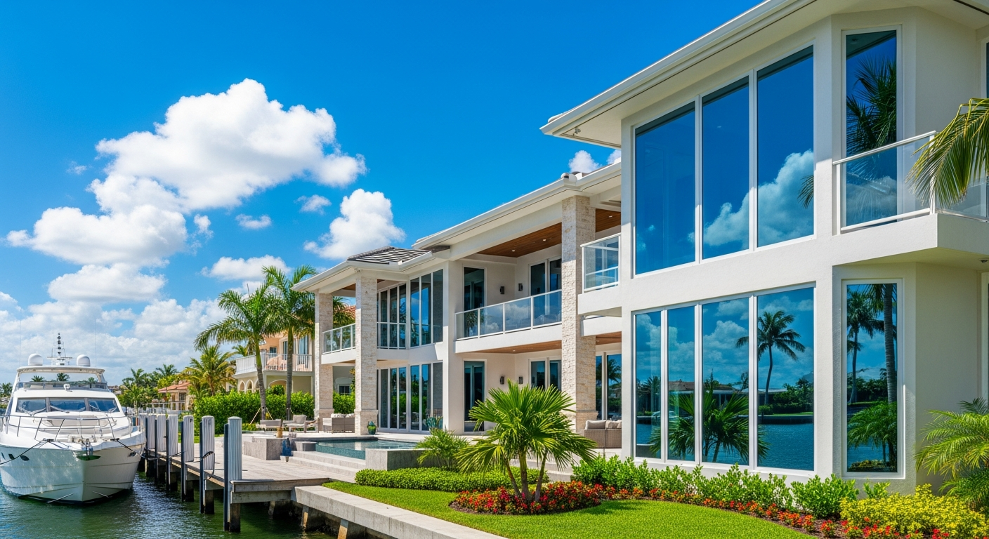 Squeaky clean windows on a South Florida waterfront residential home