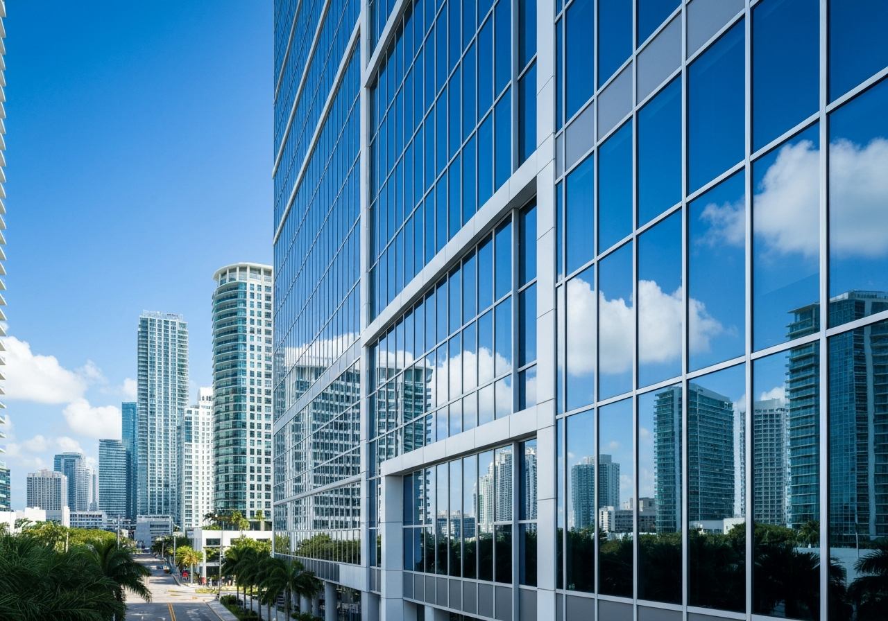 Sparkling clean commercial office building windows in Fort Lauderdale South Florida