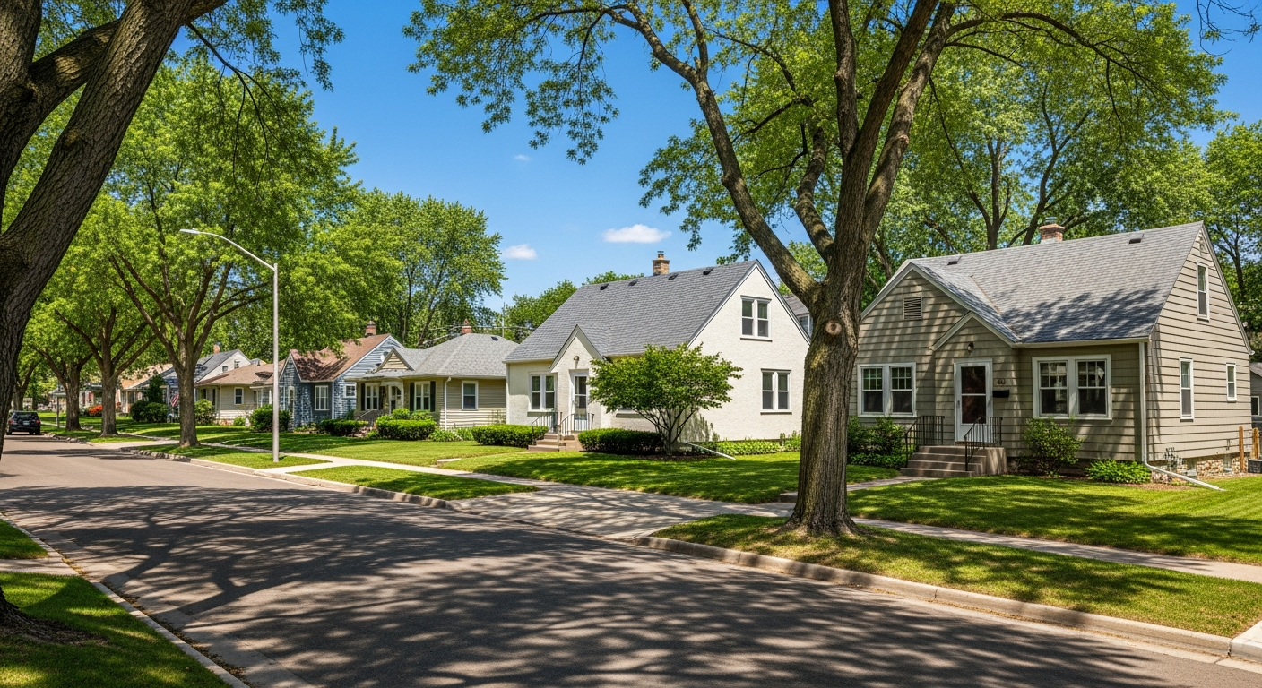 Traditional Minneapolis neighborhood with new roofs
