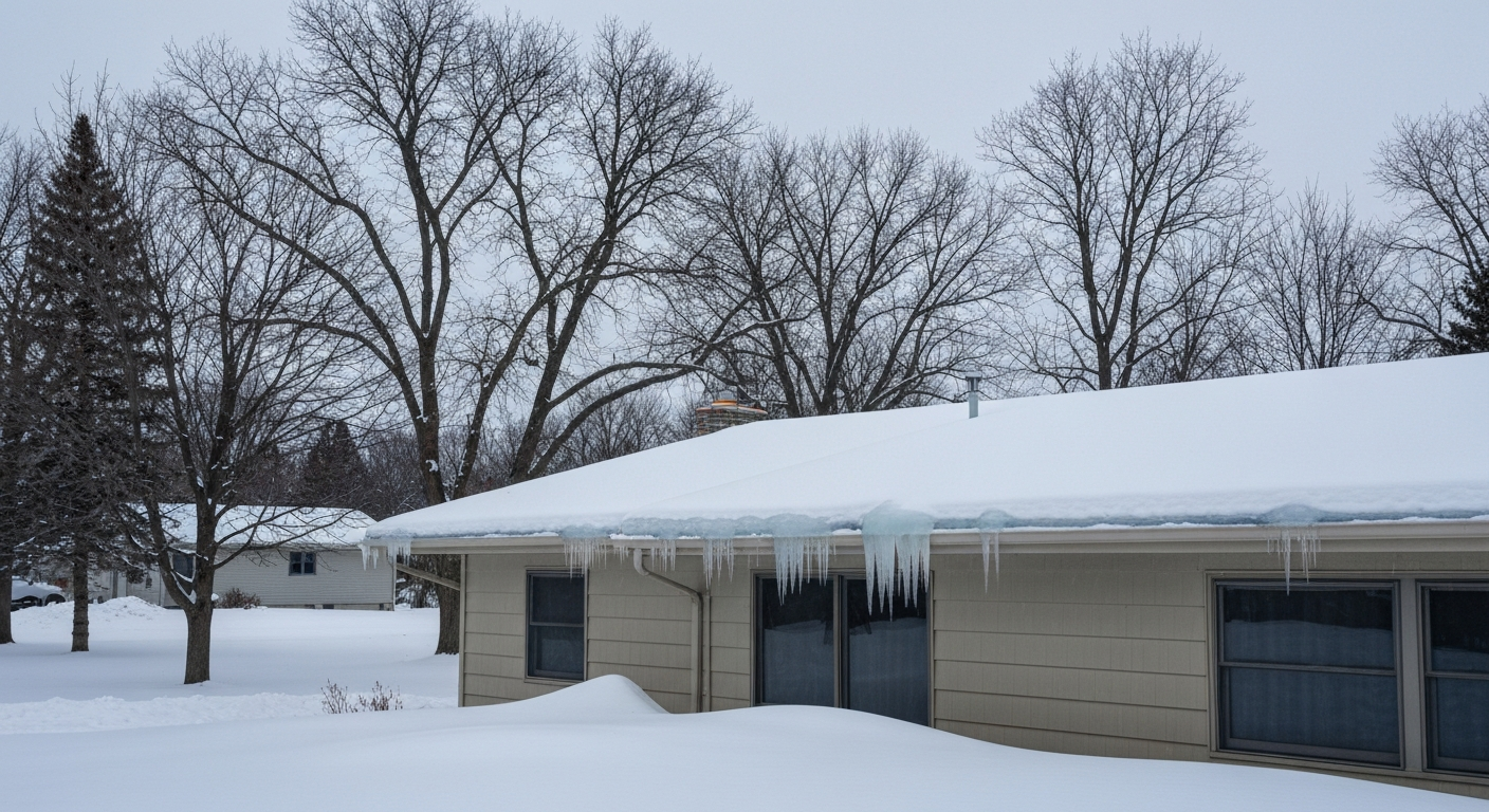 Winter roof with ice dams