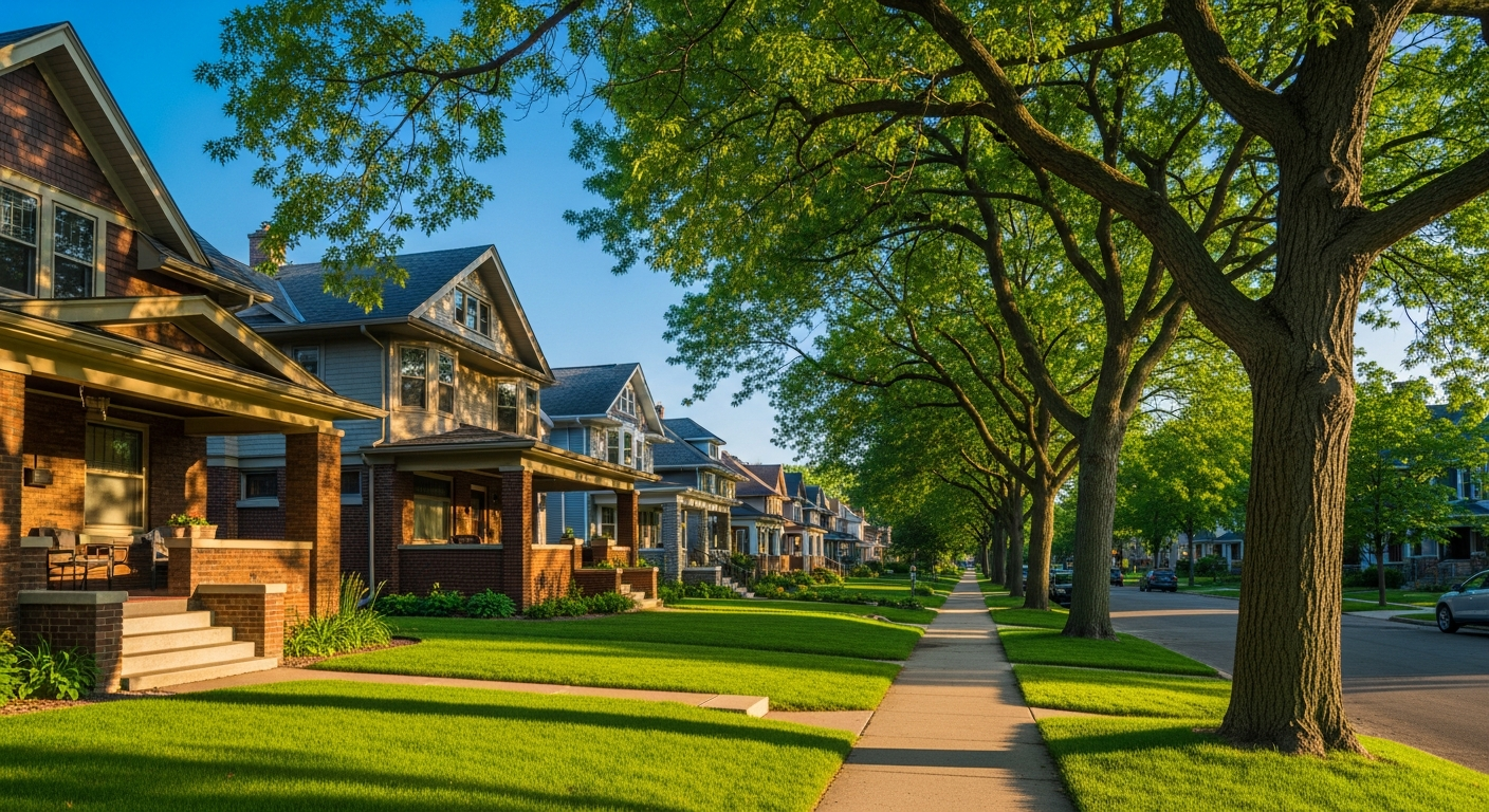 St Paul Minnesota skyline and residential neighborhoods