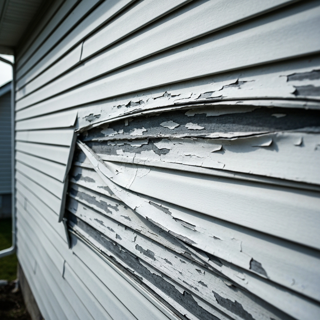 Warped and buckling vinyl siding on a Minnesota home