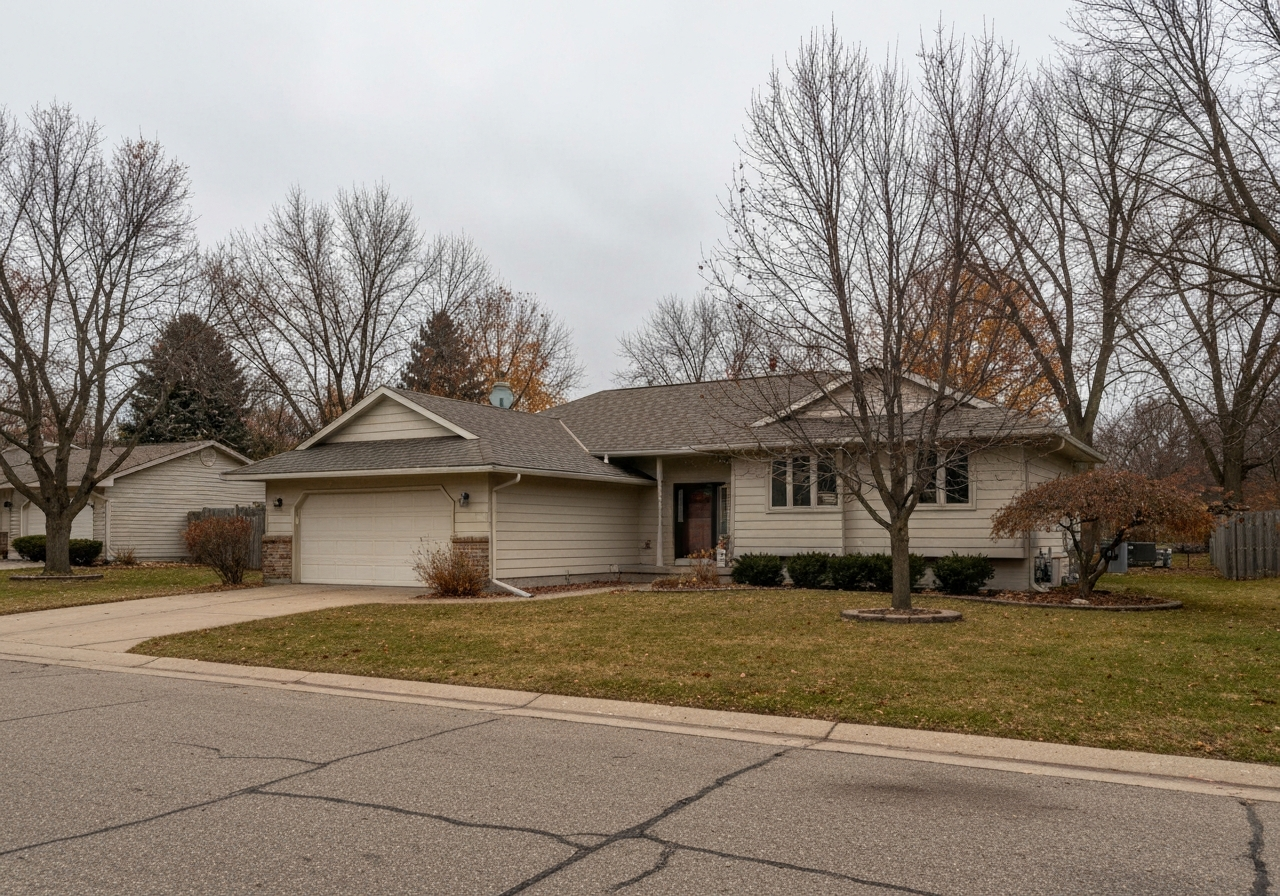 Suburban Woodbury Minnesota home on a cold late autumn day