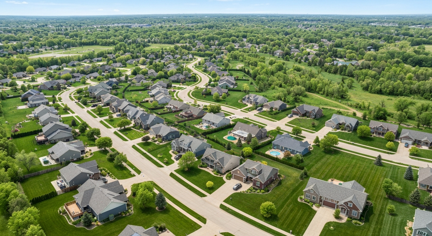 Upscale suburban residential neighborhood in Champlin Minnesota