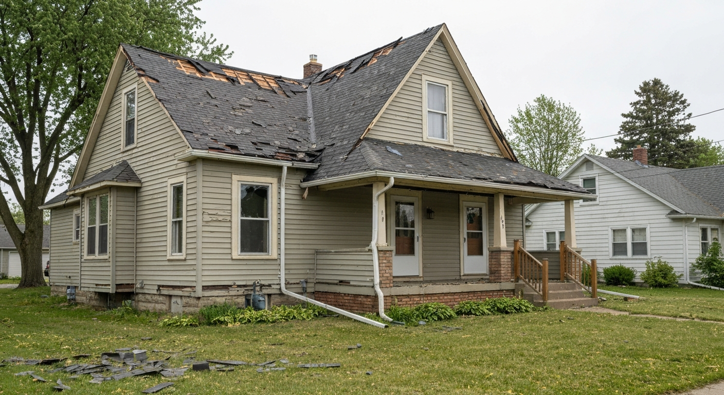 Minnesota home with roof storm damage