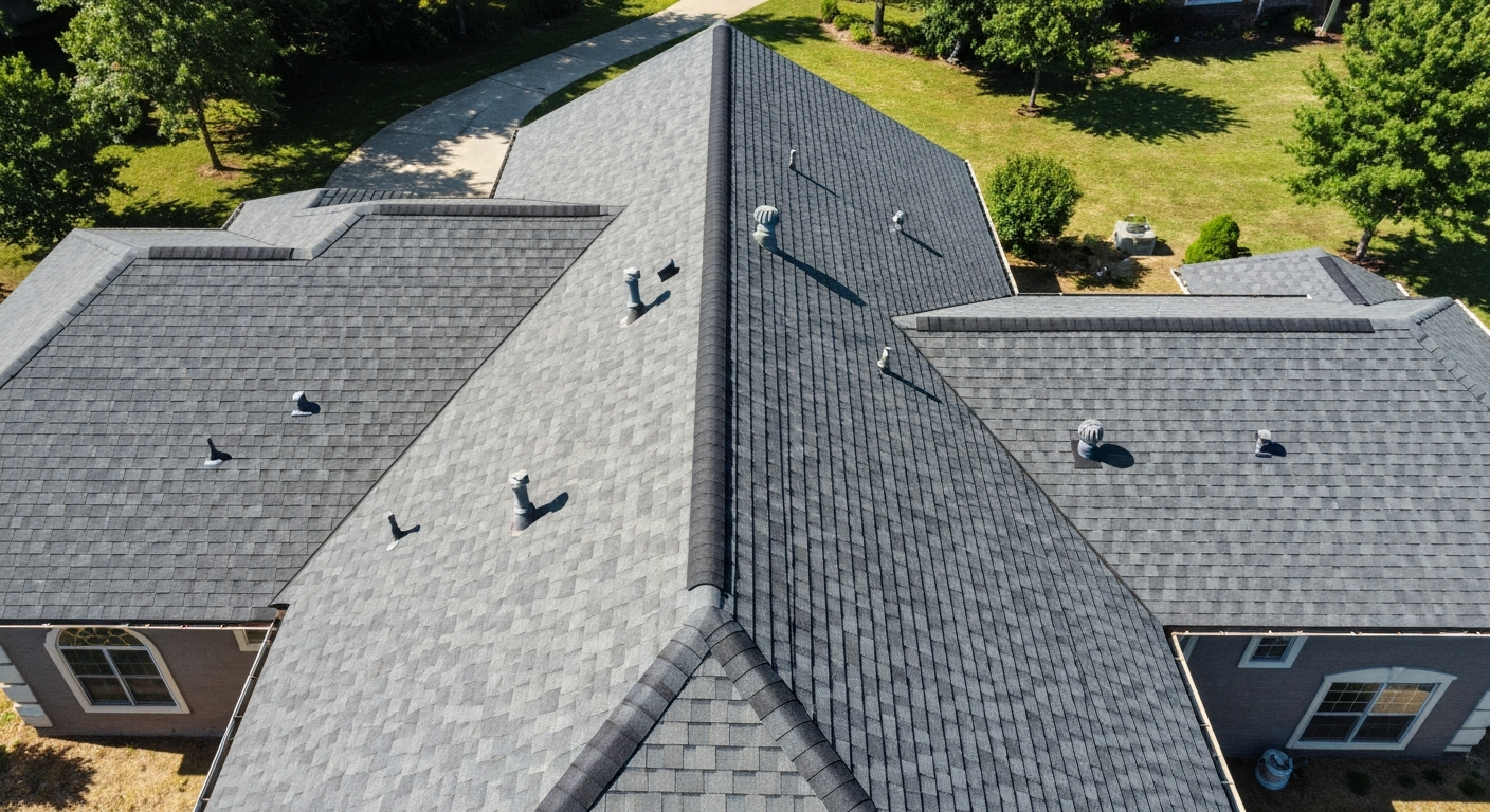 Aerial view of new roof
