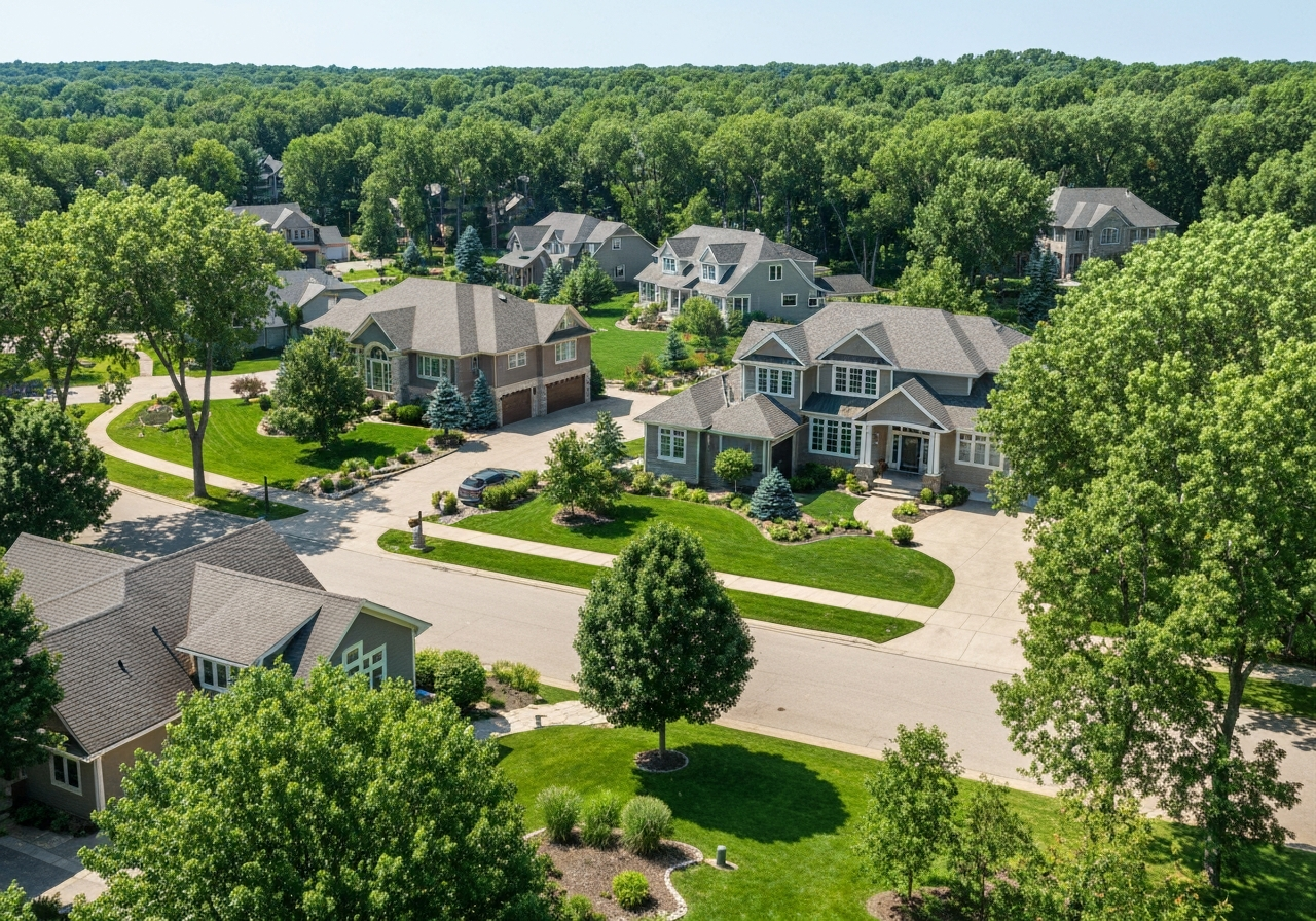 Wooded residential neighborhood in Shorewood