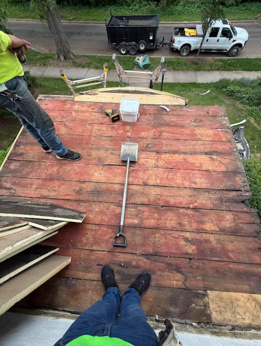 EPDM Flat Roof Installation - Minneapolis MN - tear off showing original wood decking
