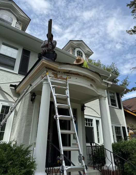 EPDM Flat Roof Installation - Minneapolis MN - historic home porch roof
