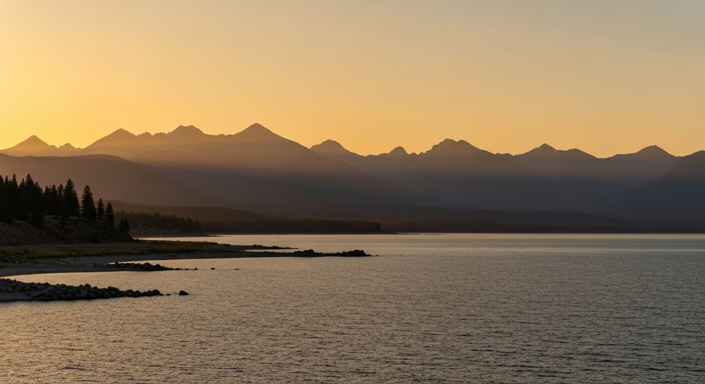 Polson shoreline at south end of Flathead Lake, Mission Range