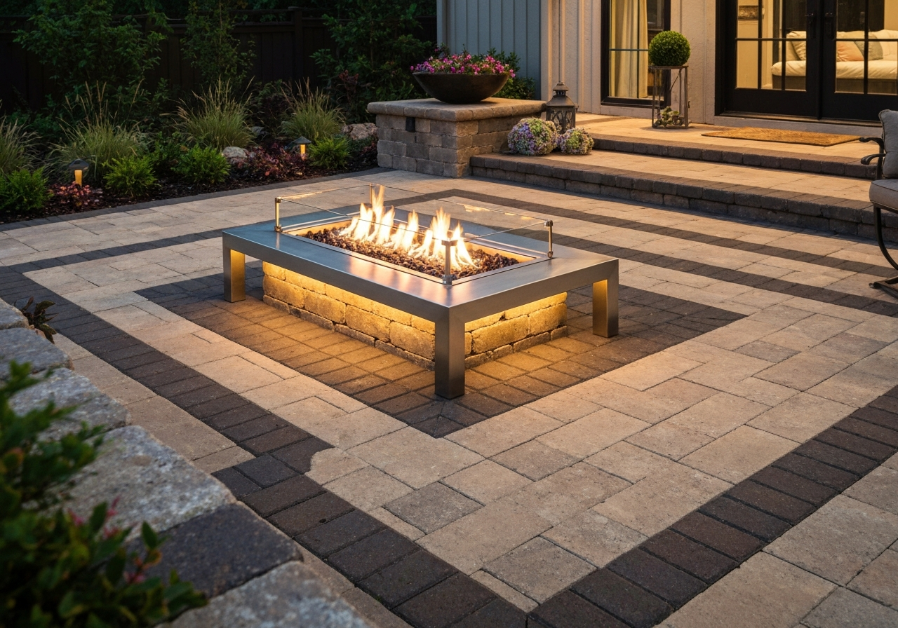 Fire-pit seating area on pavers