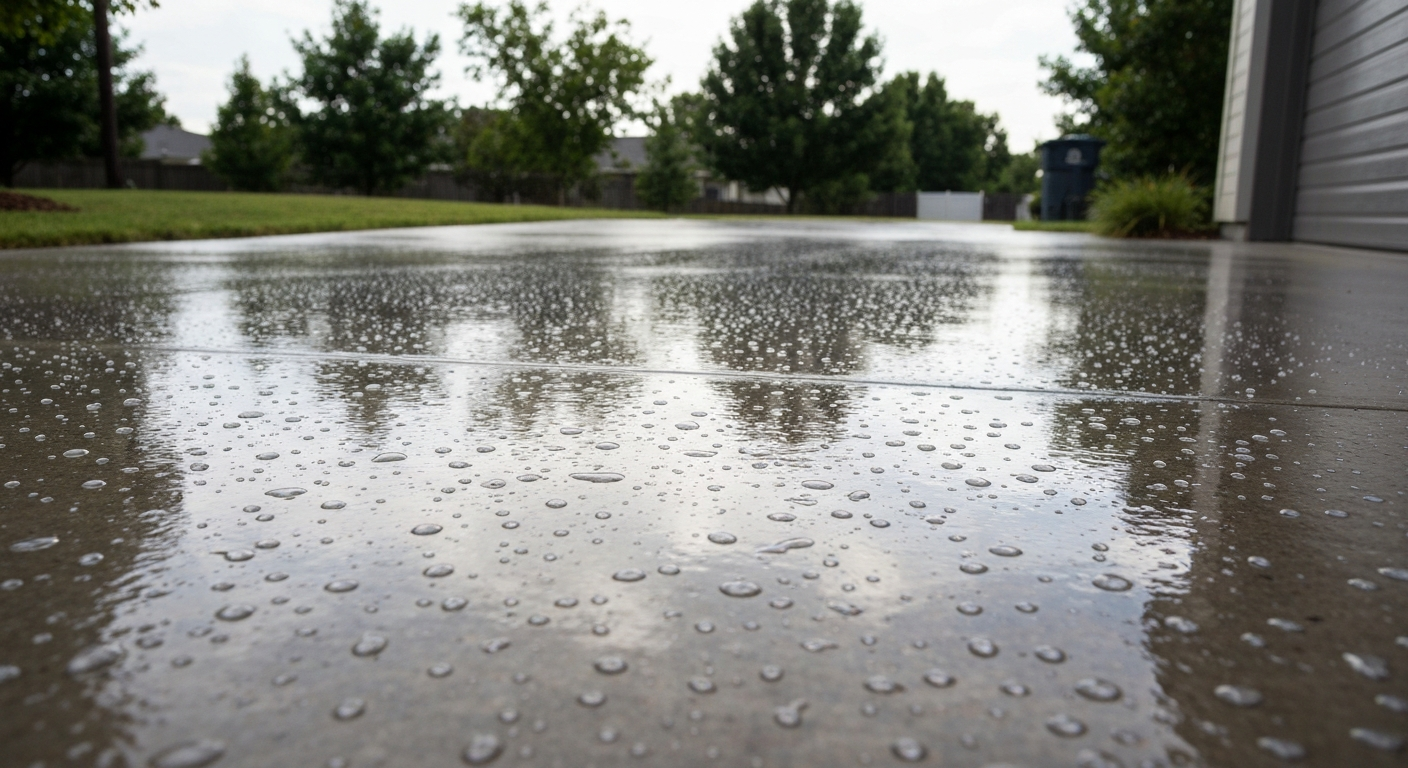 Sealed driveway after rain