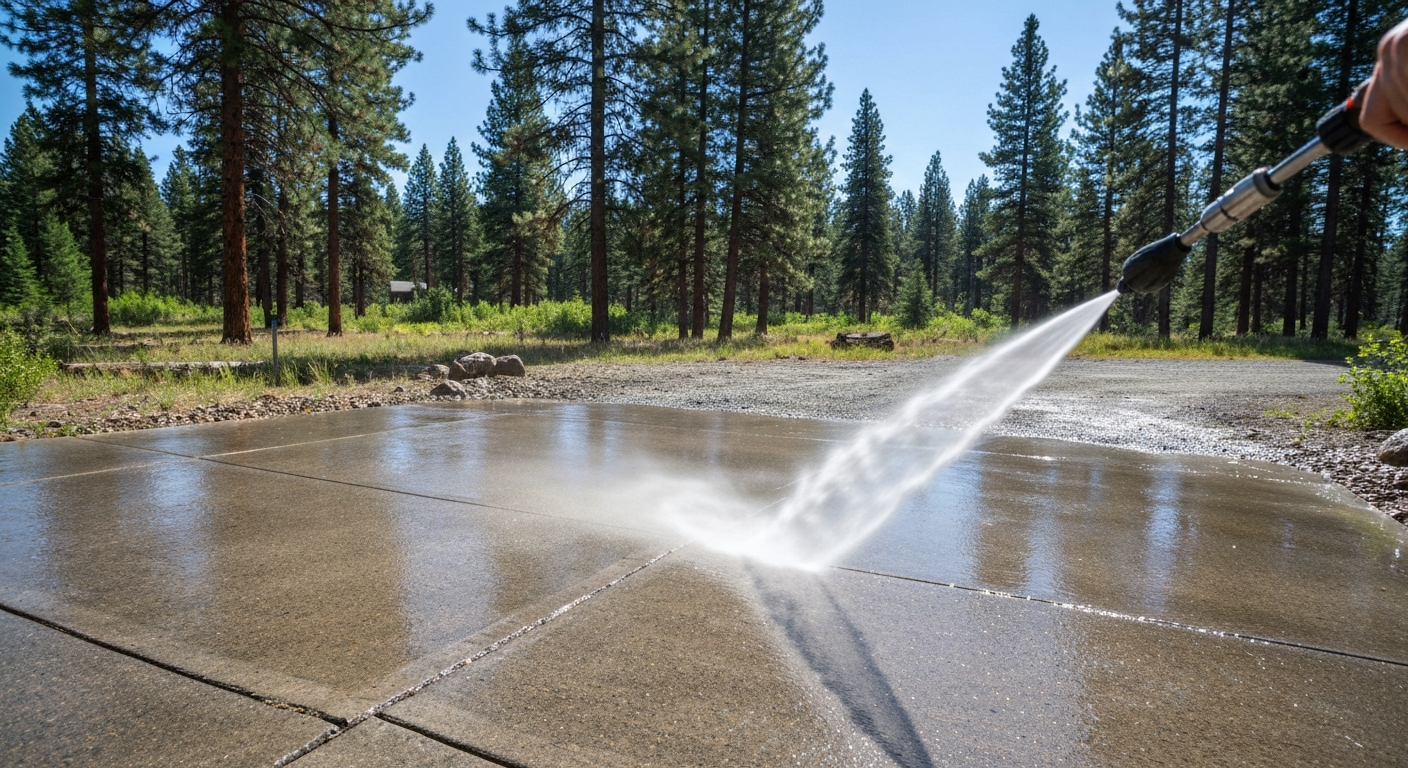 Concrete pressure washing