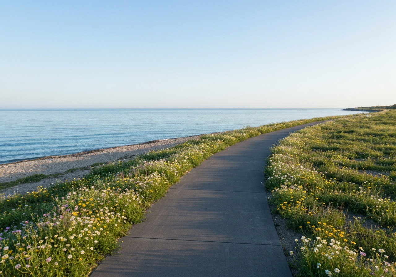 Sealed shoreline walkway