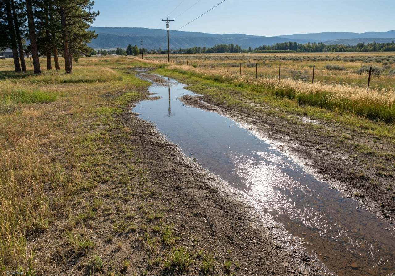 Polson rural-edge property showing drainage challenge, open Mission Valley exposure