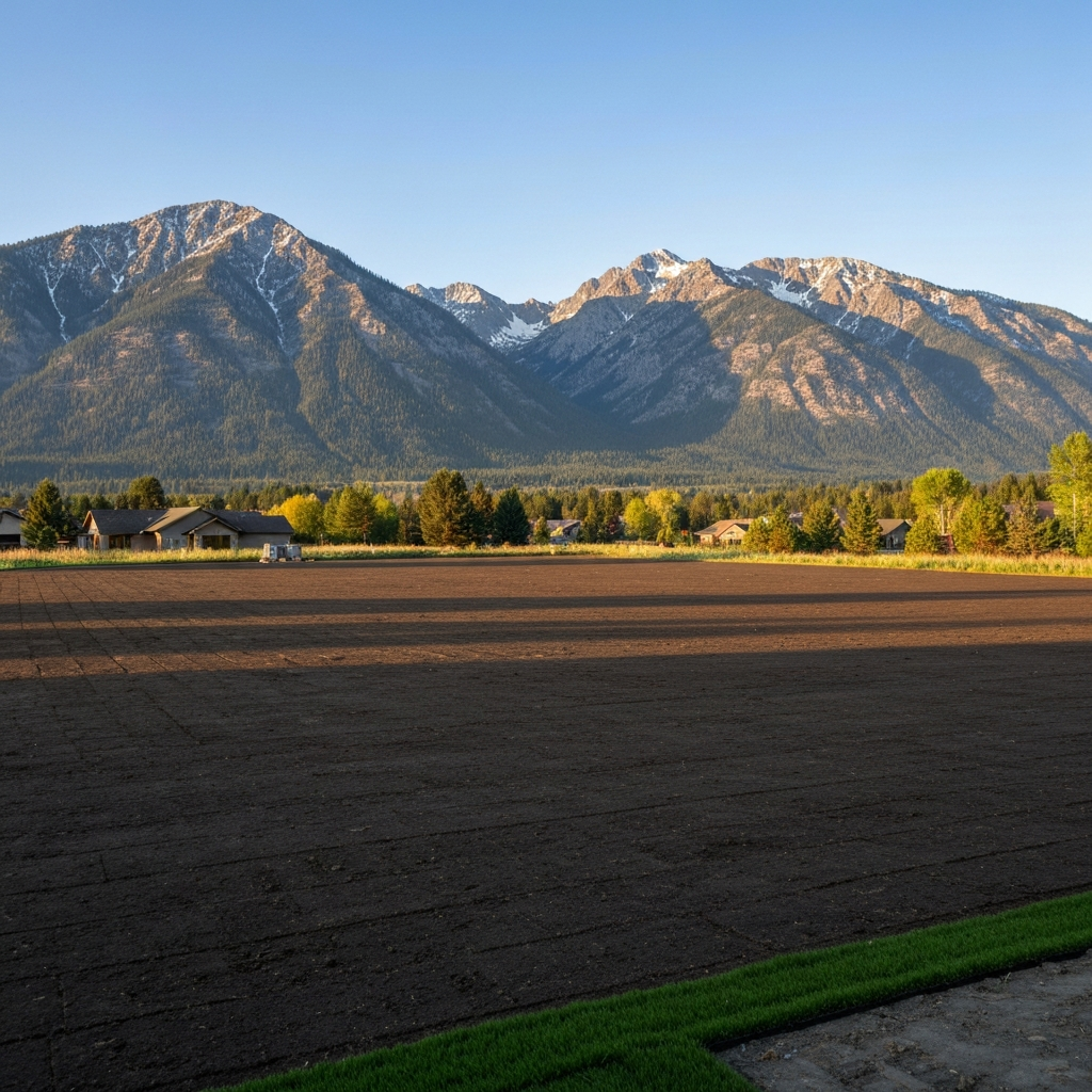 Freshly graded and cleared Flathead Valley yard ready for sod