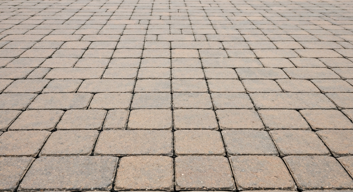Clean restored paver color after professional washing, joints intact