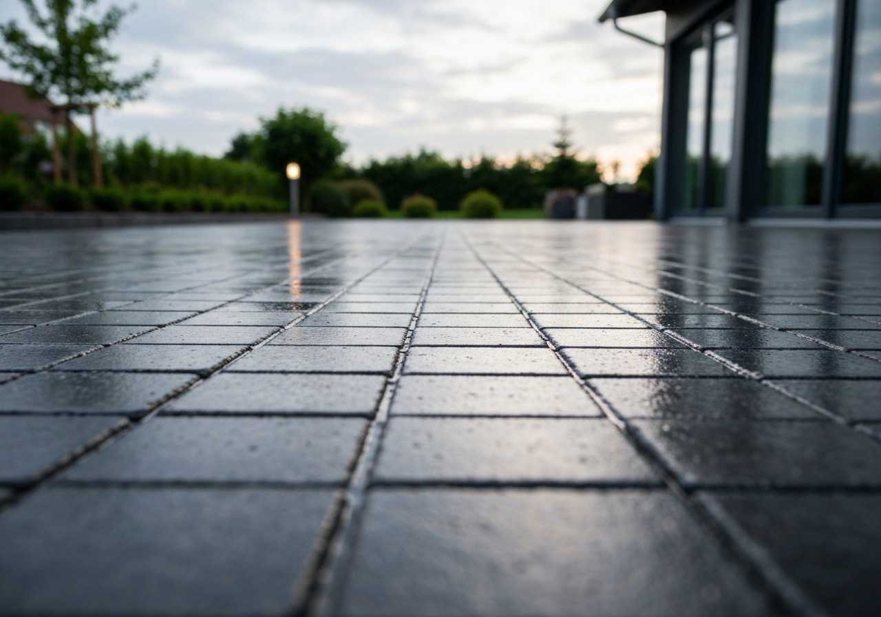 Wet-look paver patio