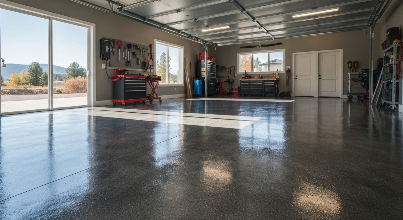 A freshly sealed paver patio in Northwest Montana