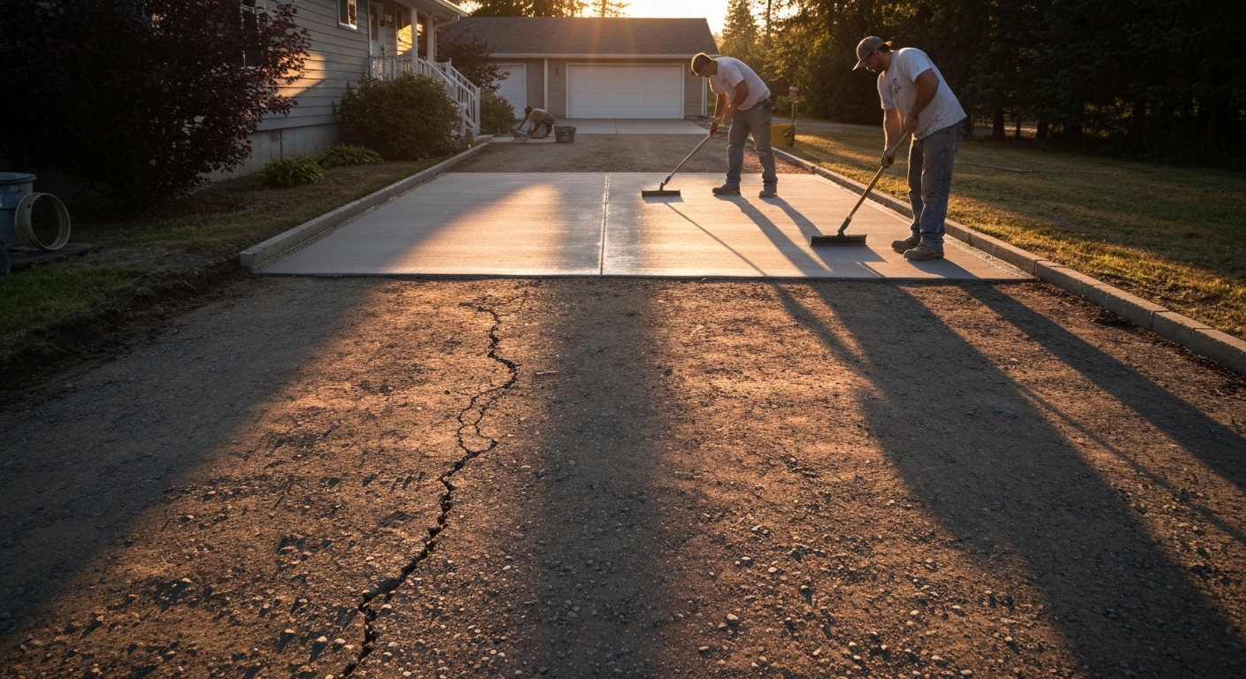 Kalispell driveway being prepped for concrete coating