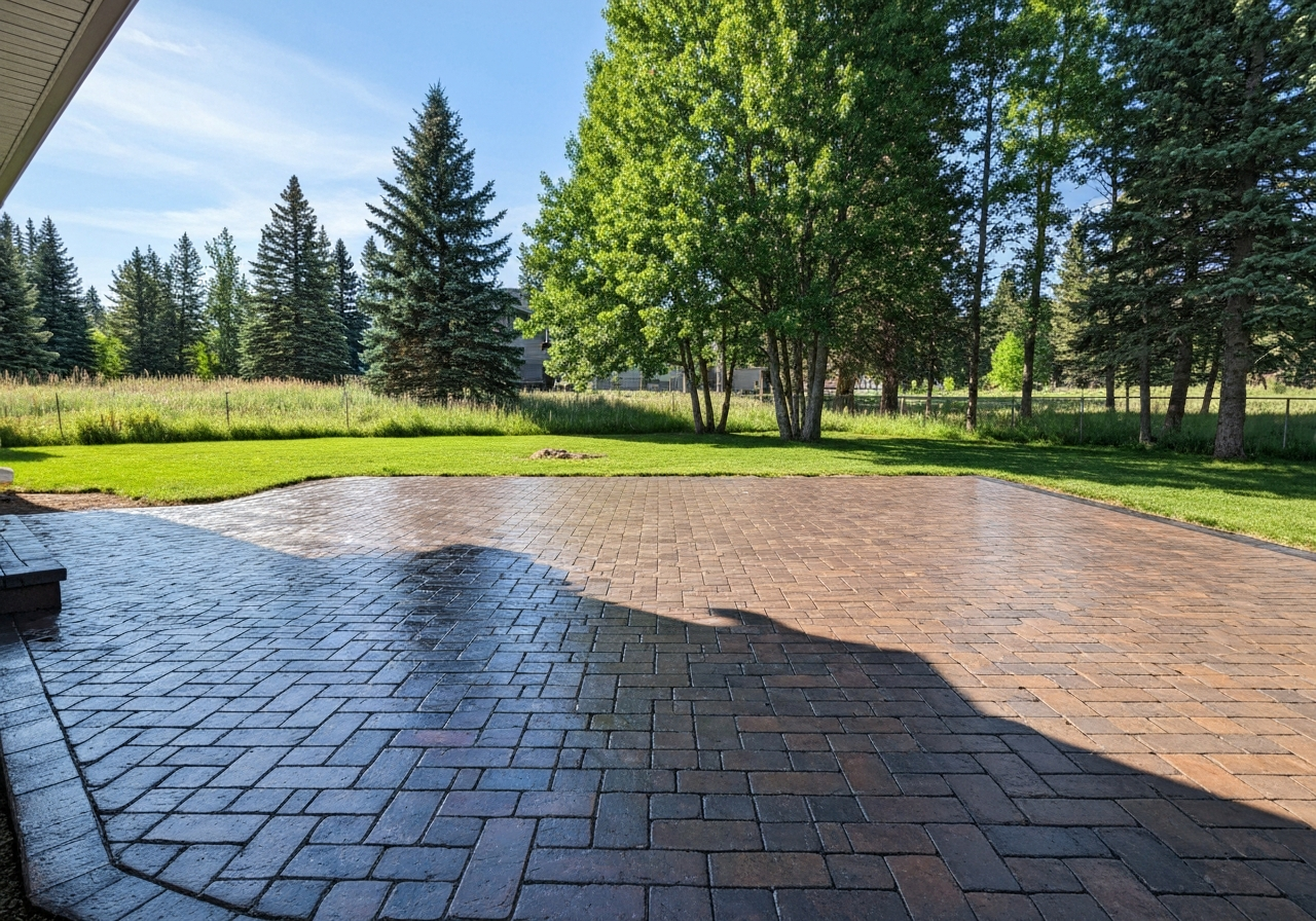 Paver patio freshly sealed