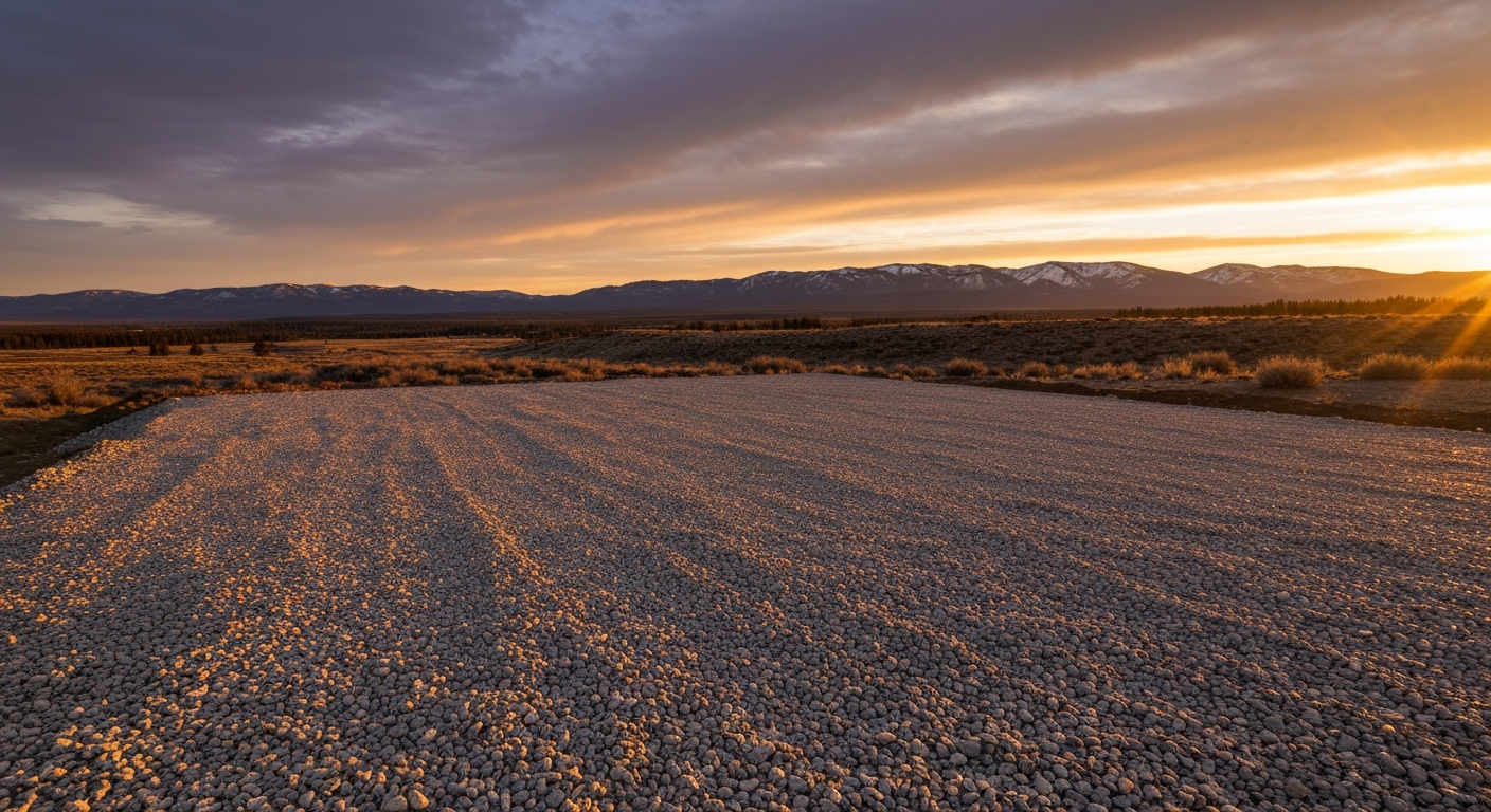 Compacted gravel building pad in Northwest Montana